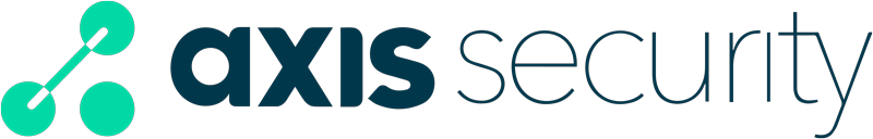 A photo of an Axis Security logo in navy blue lettering.